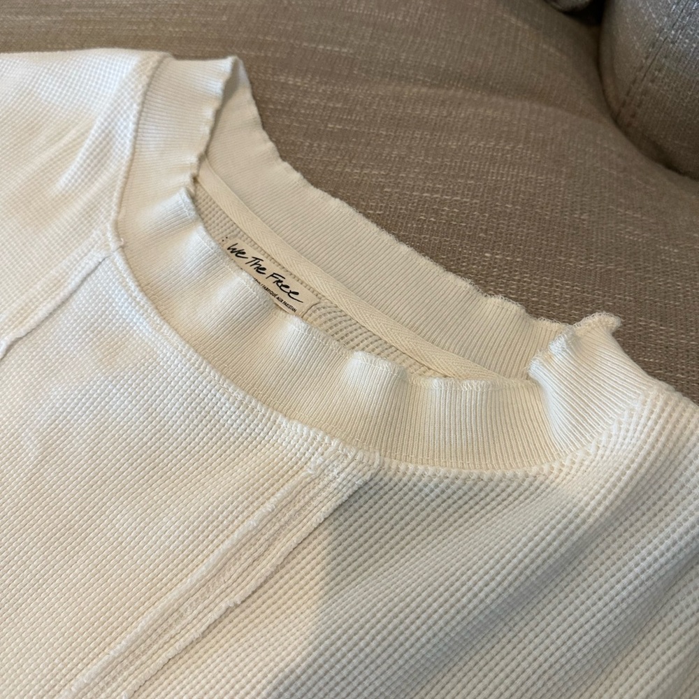 Free People Cream Ribbed Pullover - Picture 6 of 10